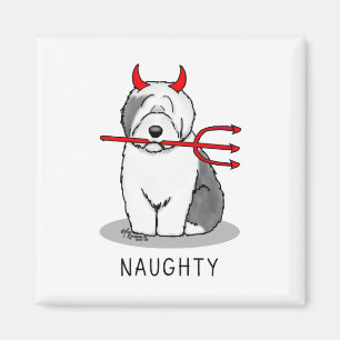 Aimant Naughty Devil Old English Sheepdog (Gris 1)