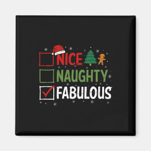 Aimant Naughty Nice Fabulous Pajamas de Noël Père Noël Cl