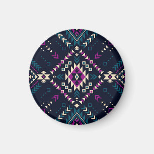 Aimant Navajo tribal foncé, géométrique vintage.
