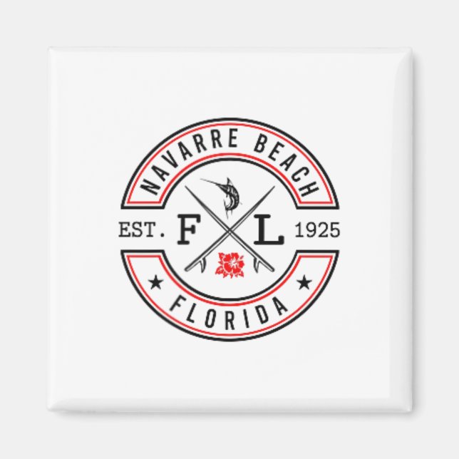 Aimant Navarre Beach Florida Fl Retro Surfer Beach Front  (Devant)