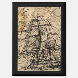 Aimant Navire Ancien et Carte