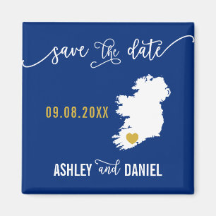 Aimant Navy Ireland Wedding Save the Date Irish Map