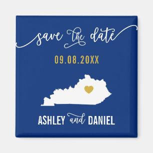 Aimant Navy Kentucky Wedding Save the Date Map
