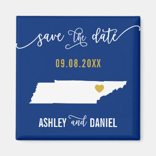 Aimant Navy Tennessee Wedding Save the Date Map