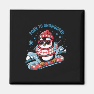Aimant Né À Snowboard Shirt Cool Penguin Snowboard