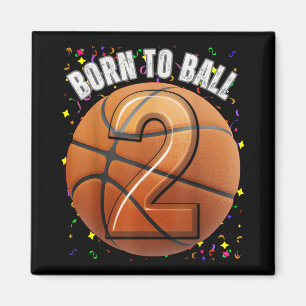 Aimant Né Au Basketball 2e Anniversaire Deux Filles Garço