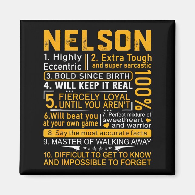 Aimant Nelson Name Shirt D Nelson Last Name  (Devant)
