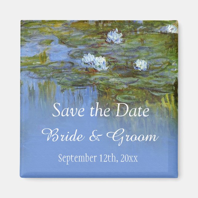 Aimant nénuphar vintage enregistrer le mariage de date (Devant)