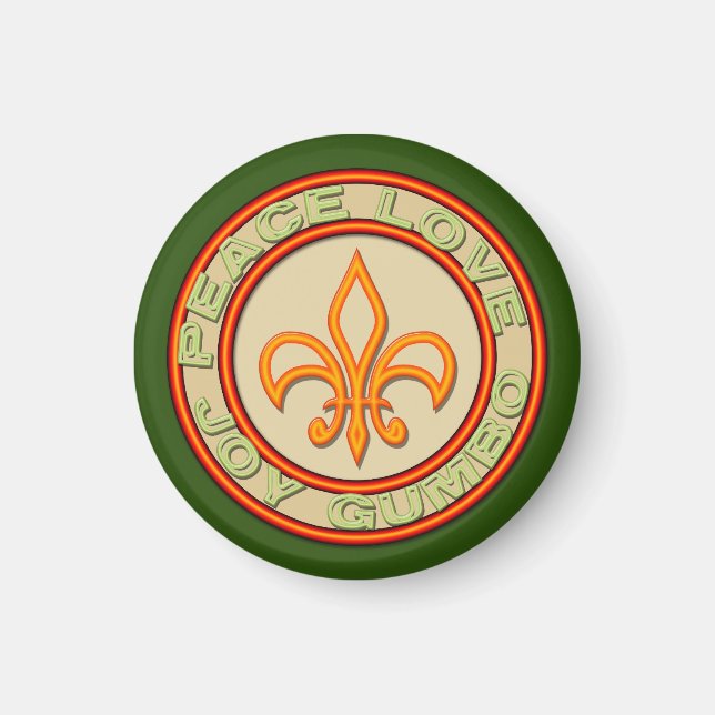 Aimant Neon Fleur de Lis Peace Love Gumbo (Devant)