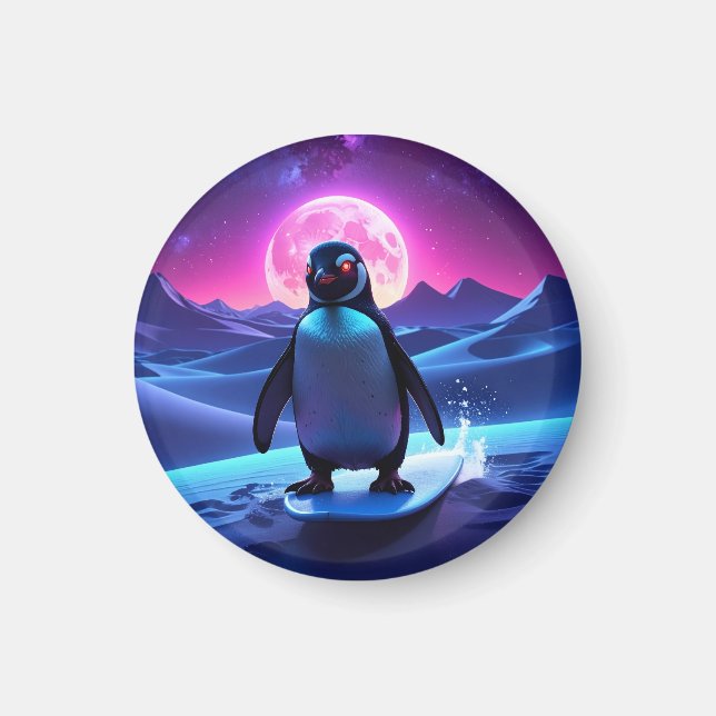 Aimant Neon Surf Penguin (Devant)