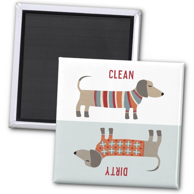 Aimant Nettoyer Dirty Dachshund Saucisse Chien Lave-vaiss (Dirty or clean dishwasher magnet featuring two fun dachshund wiener sausage dogs)