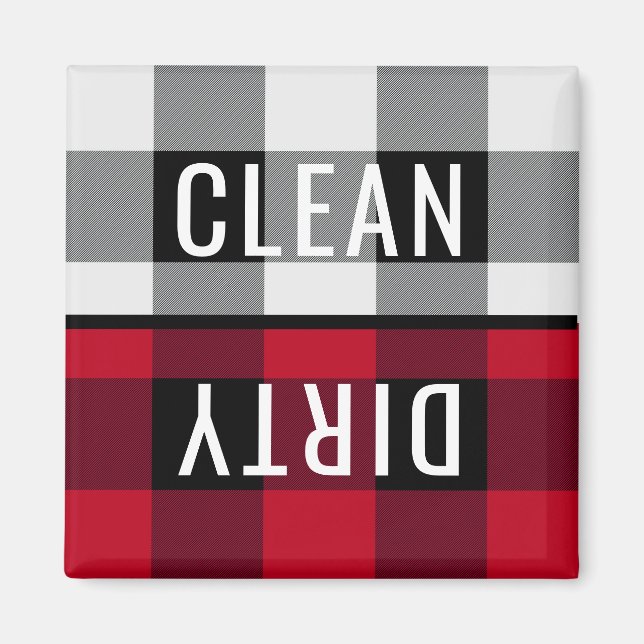 Aimant Nettoyer Lave-vaisselle Buffalo Check Plaid Carré (Devant)
