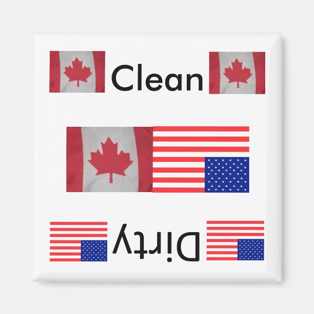Aimant Nettoyer sale USA Canada drapeau Lave-vaisselle Ma (Devant)