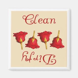 Aimant Nettoyez/sale (les roses rouges)