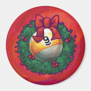 Aimant Neuf boules en couronne rouge pour Noël