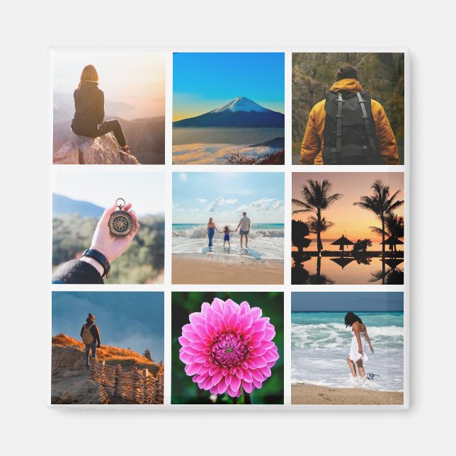 Aimant Neuf Collage photo personnalisable (Devant)