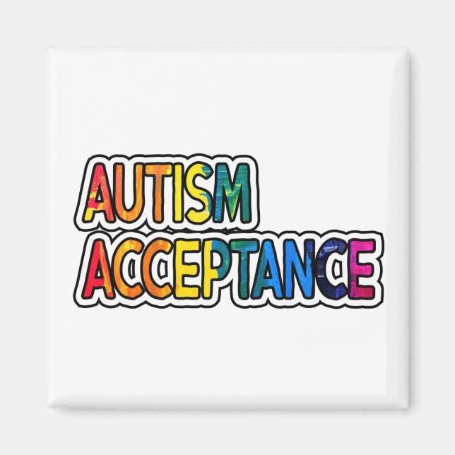Aimant Neurodiversité Autisme Acceptation Rainbow Button  (Devant)