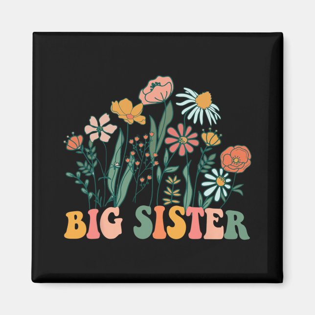 Aimant New Big Sister Wildflower First Birthday &amp; Bab (Devant)
