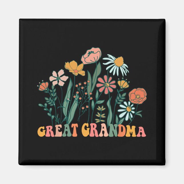 Aimant New Great Grandma Wildflower First Birthday &amp;  (Devant)