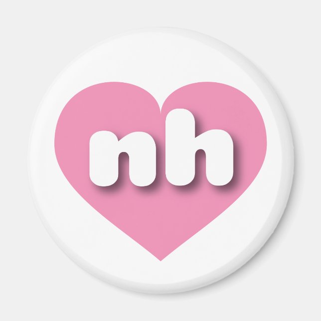 Aimant New Hampshire coeur rose - J'aime nh (Devant)