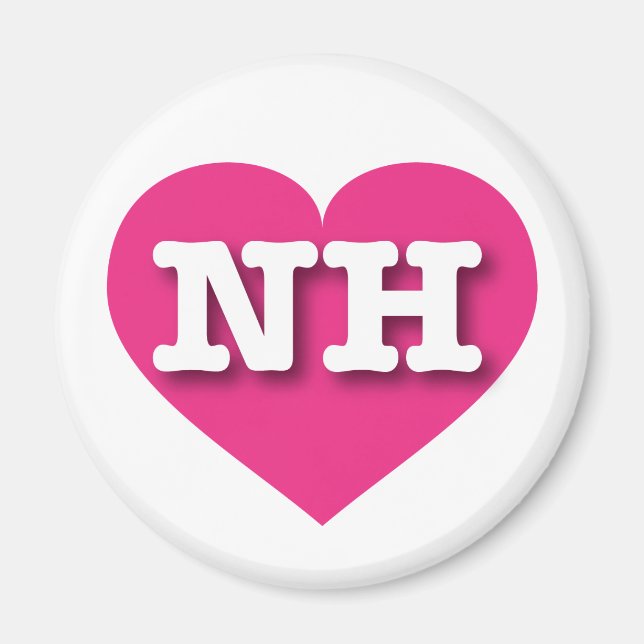 Aimant New Hampshire Hot Pink Heart - J'aime NH (Devant)