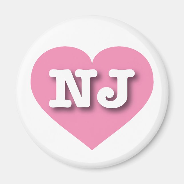 Aimant New Jersey Pink Heart - J'aime NJ (Devant)