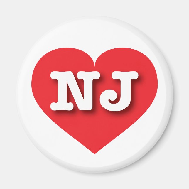 Aimant New Jersey Red Heart - J'aime NJ (Devant)