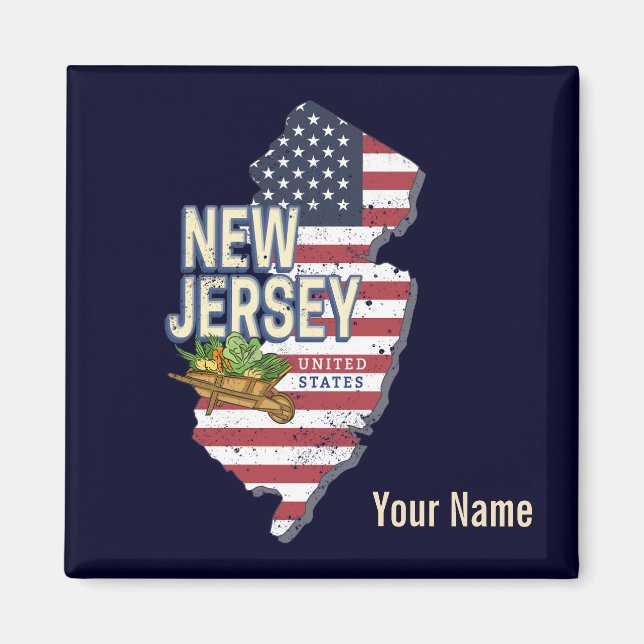 Aimant New Jersey United States Retro Map USA Souvenir (Devant)