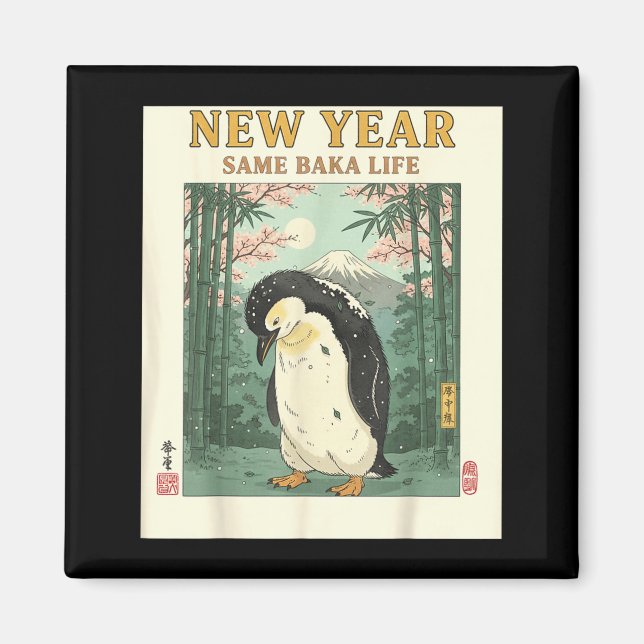 Aimant New Year Same Baka Life Penguin New Year 2026 Reso (Devant)