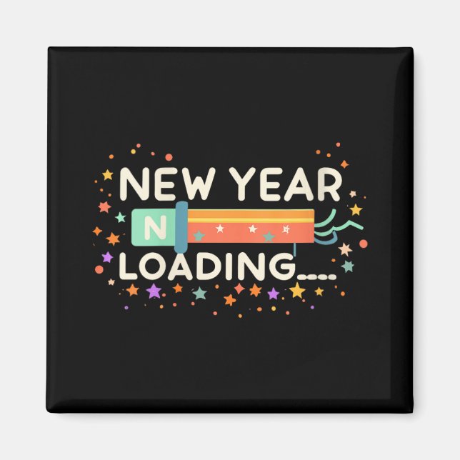 Aimant New Years Eve Loading Winter Holiday Greeting Fest (Devant)