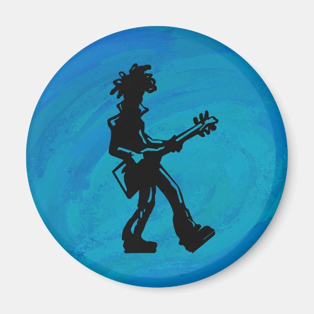 Aimant New York Boogie Nights Guitare Bleu (Devant)