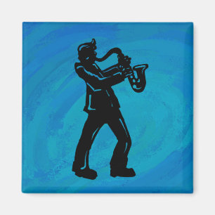 Aimant New York Boogie Nuits Saxophone Bleu