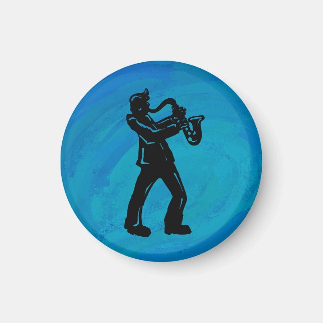 Aimant New York Boogie Nuits Saxophone Bleu (Devant)