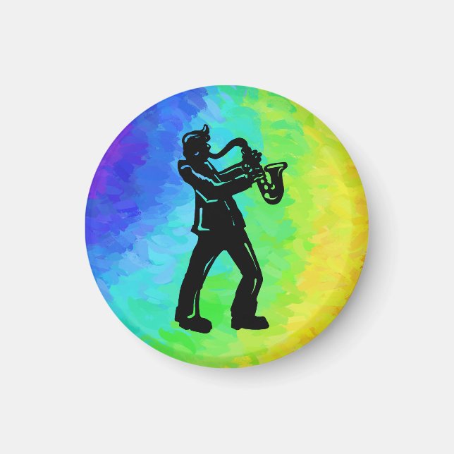 Aimant New York Boogie Nuits Saxophone Rainbow (Devant)