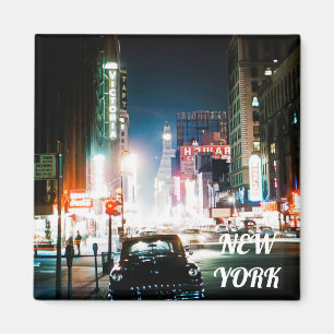 AIMANT NEW YORK CITY TIMES CARRÉ 1950'S NEON NIGHT PHOTO