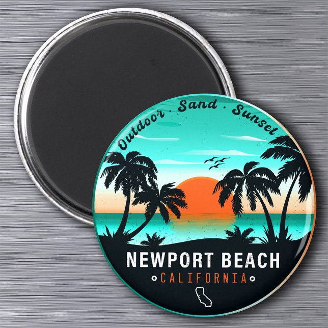 Aimant Newport Beach California Retro Sunset Souvenir 80s (Créateur téléchargé)
