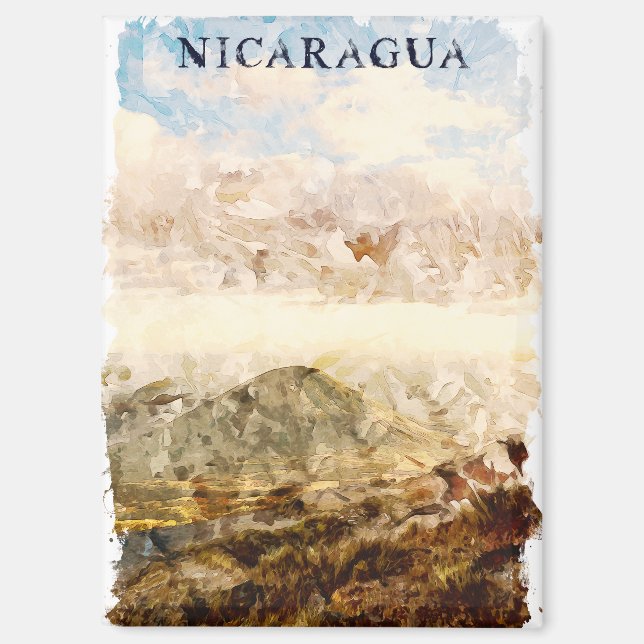 Aimant Nicaragua Paysage Aquarelle Voyage (Recto)