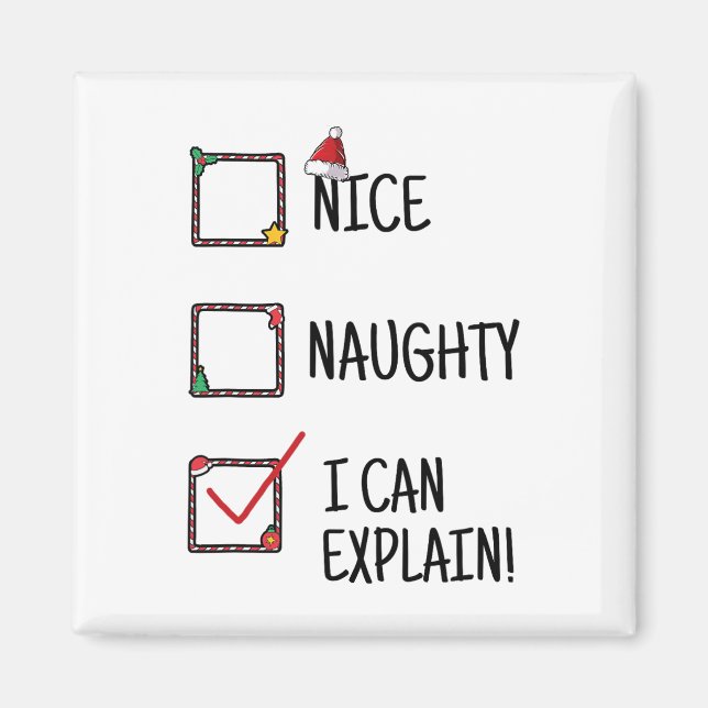 Aimant Nice Naughty Je Peux Expliquer La Sélection Drôle  (Devant)
