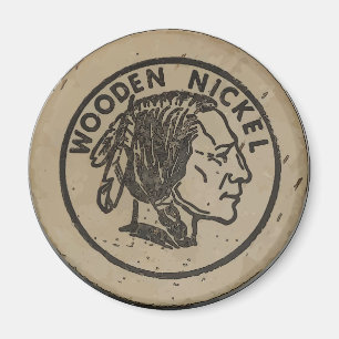 Aimant Nickle de tête indienne en bois, ajouter du texte