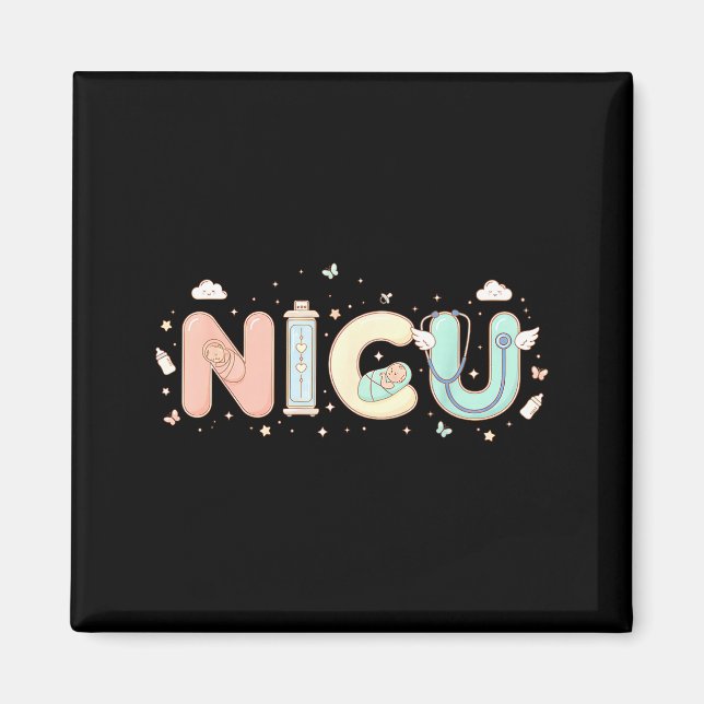 Aimant Nicu Nurse Valentine's Day Heart Stethoscope Scrub (Devant)