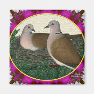 Aimant Nid de colombe et fleurs
