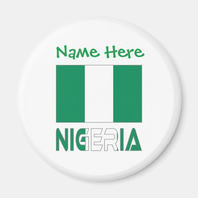 Aimant Nigeria Personnalisation verte du drapeau nigérian (Devant)