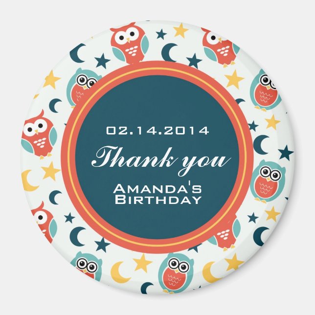 Aimant Night Owl Anniversaire Merci (Devant)