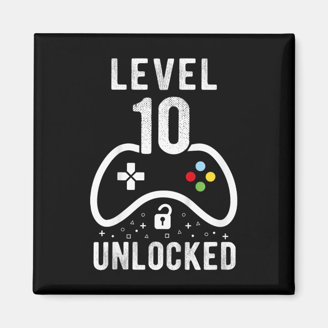 Aimant Niveau 10 Jeu vidéo déverrouillé 10e anniversaire  (Devant)