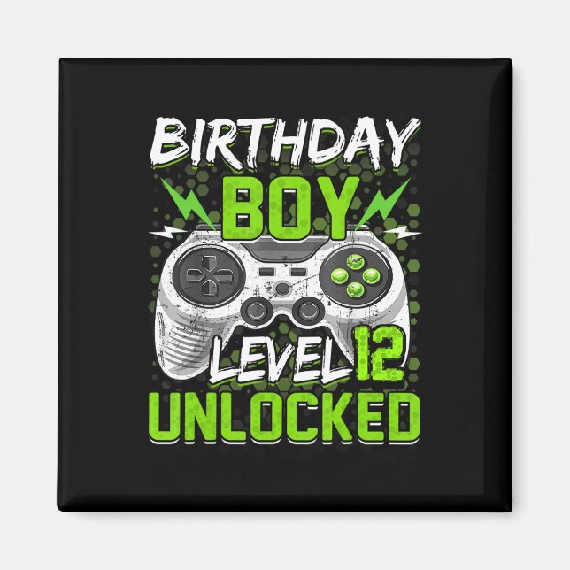 Aimant Niveau 12 Déverrouillé Gamer 12e Anniversaire Cade (Devant)
