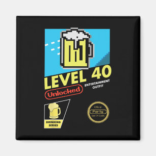 Aimant Niveau 40 Jeu vidéo déverrouillé 40e anniversaire