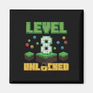 Aimant Niveau 8 Débloqué Pixel Gamer 8e Anniversaire Jeux