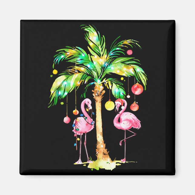 Aimant Nk Flamingo Christmas Palm Tree Trocal Xmas Holida (Devant)