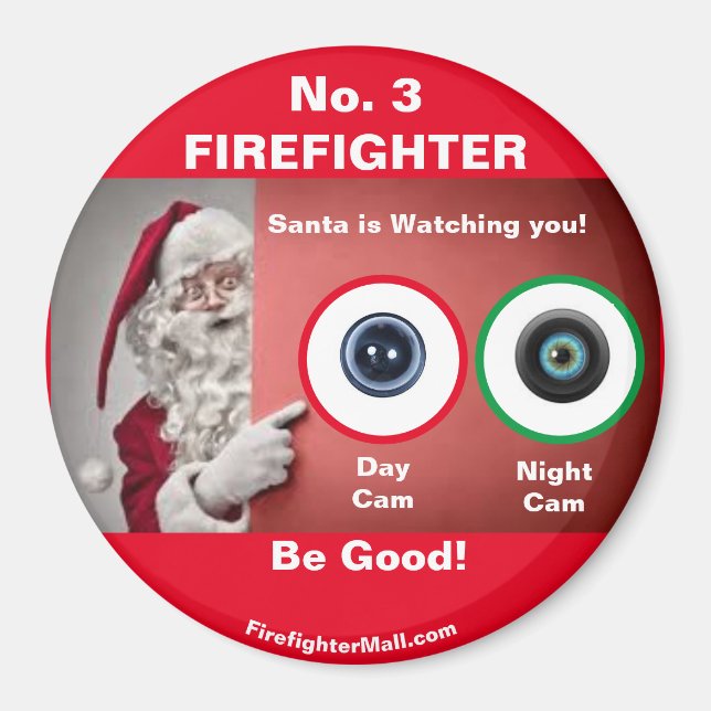Aimant No 3 FIREFIGHTER Père Noël regarde (Devant)