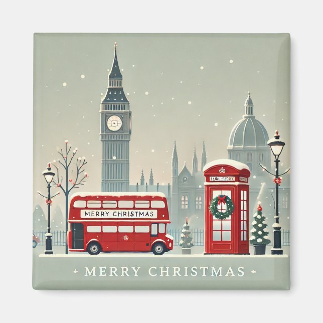 Aimant Noël à Londres | Big Ben & Festive Londres (Devant)